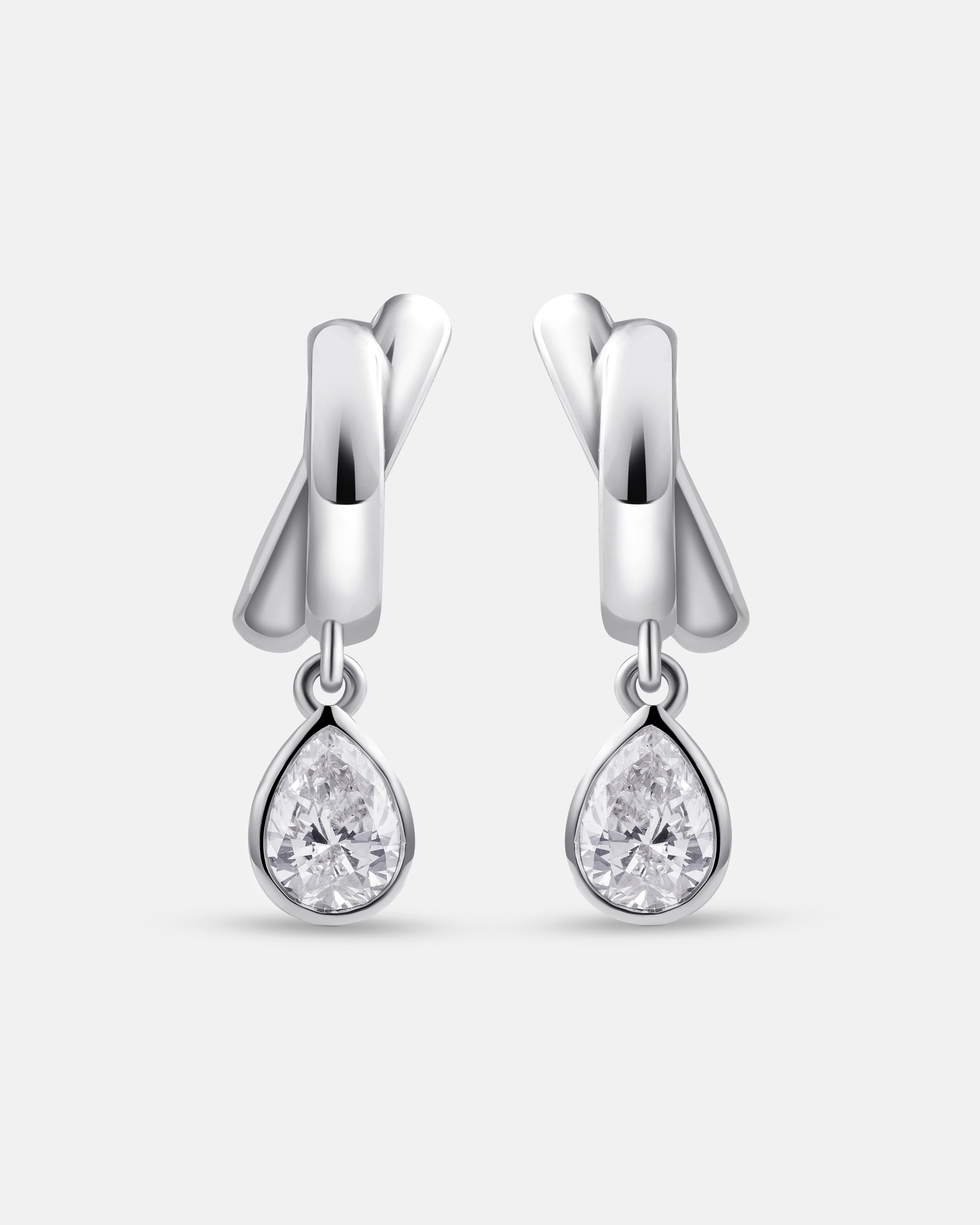 Lily Crossover Dangling Pear Hoops