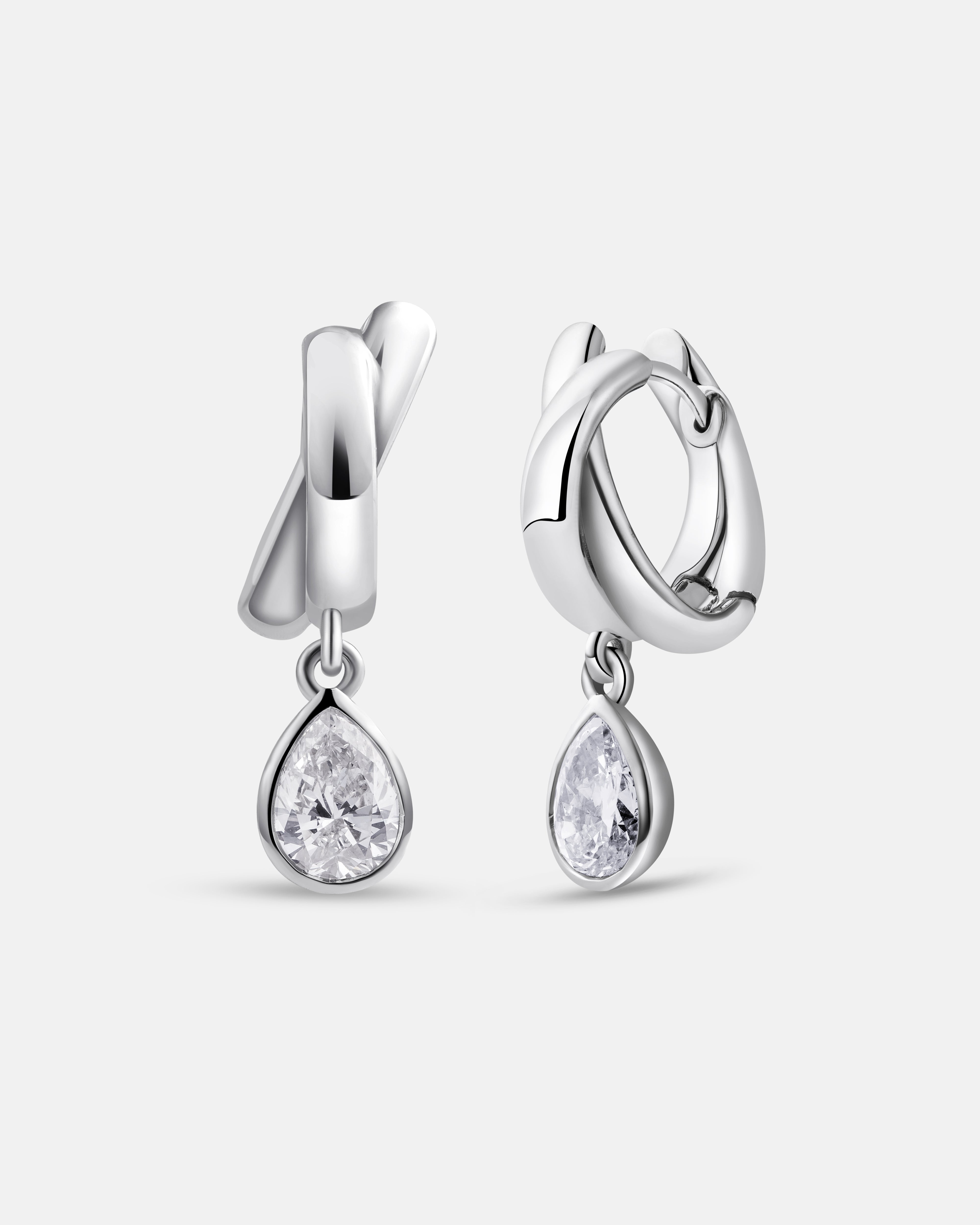 Lily Crossover Dangling Pear Hoops